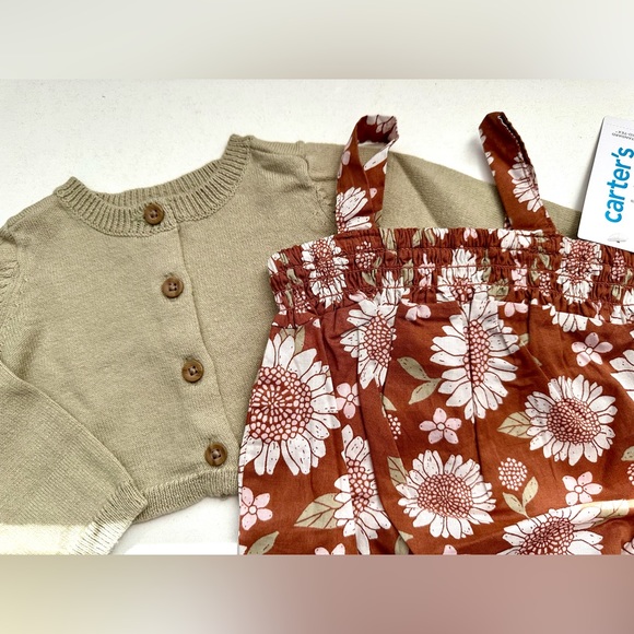 Carter's 3mo Two-Piece Infant Girl Sun Floral Bodysuit With‎ Sweater Coverup - Picture 2 of 5